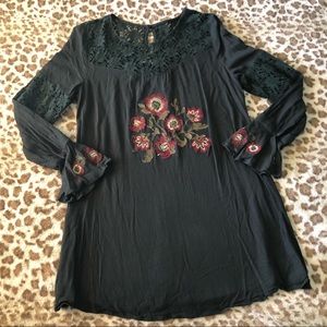 Altard State Emerald Dress Flower Embroidery